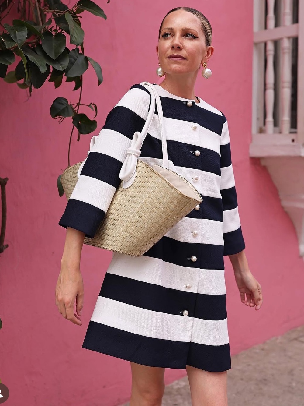 Tuckernuck x Atlantic-Pacific Navy and White Striped Millie Coat Dress Small NWT
